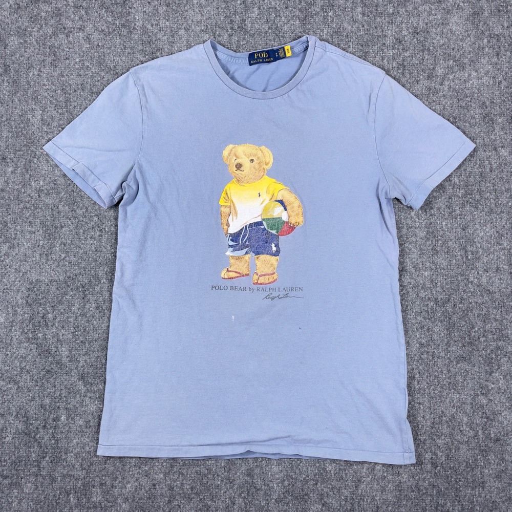 Polo Ralph Lauren Polo Bear Beach T-Shirt Mens Small Blue Graphic Summer Tee
